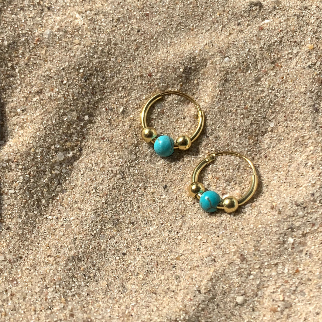 Hoops Turquoise 12 mm Gold
